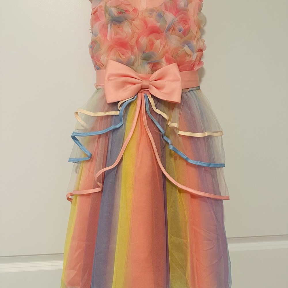 Colorful Layered Dress with Bow